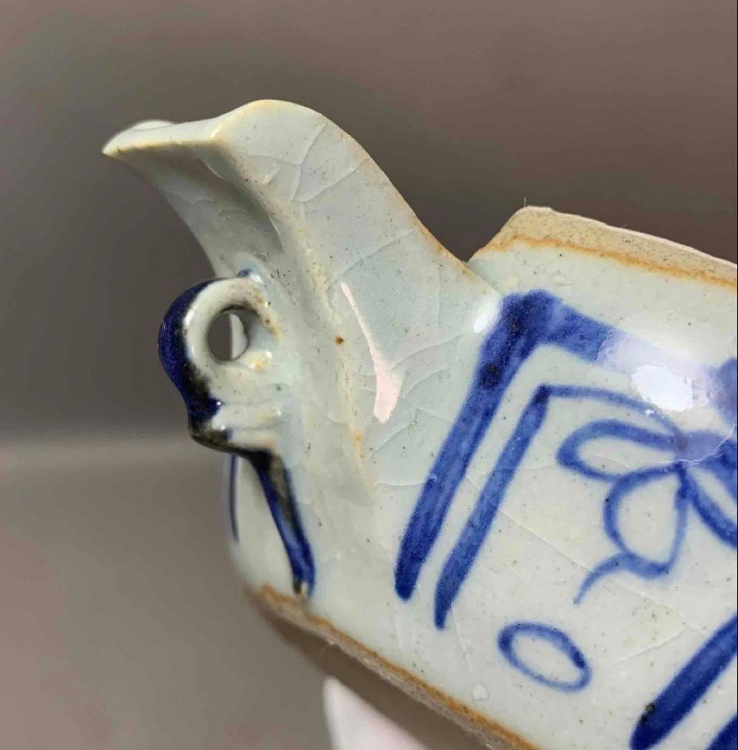 中国 染付鳳凰絵片口　f2250903