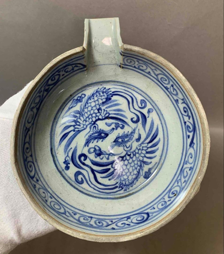 中国 染付鳳凰絵片口　f2250903