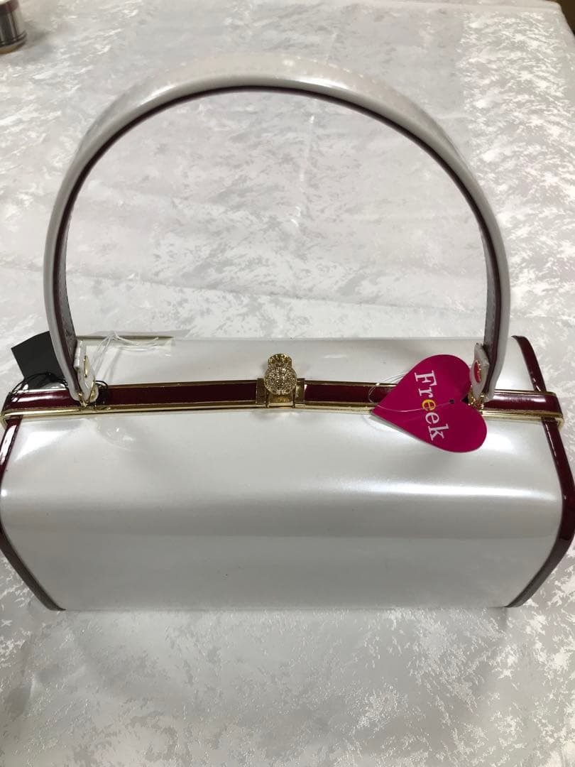 レース装飾草履とバッグセット　白×赤