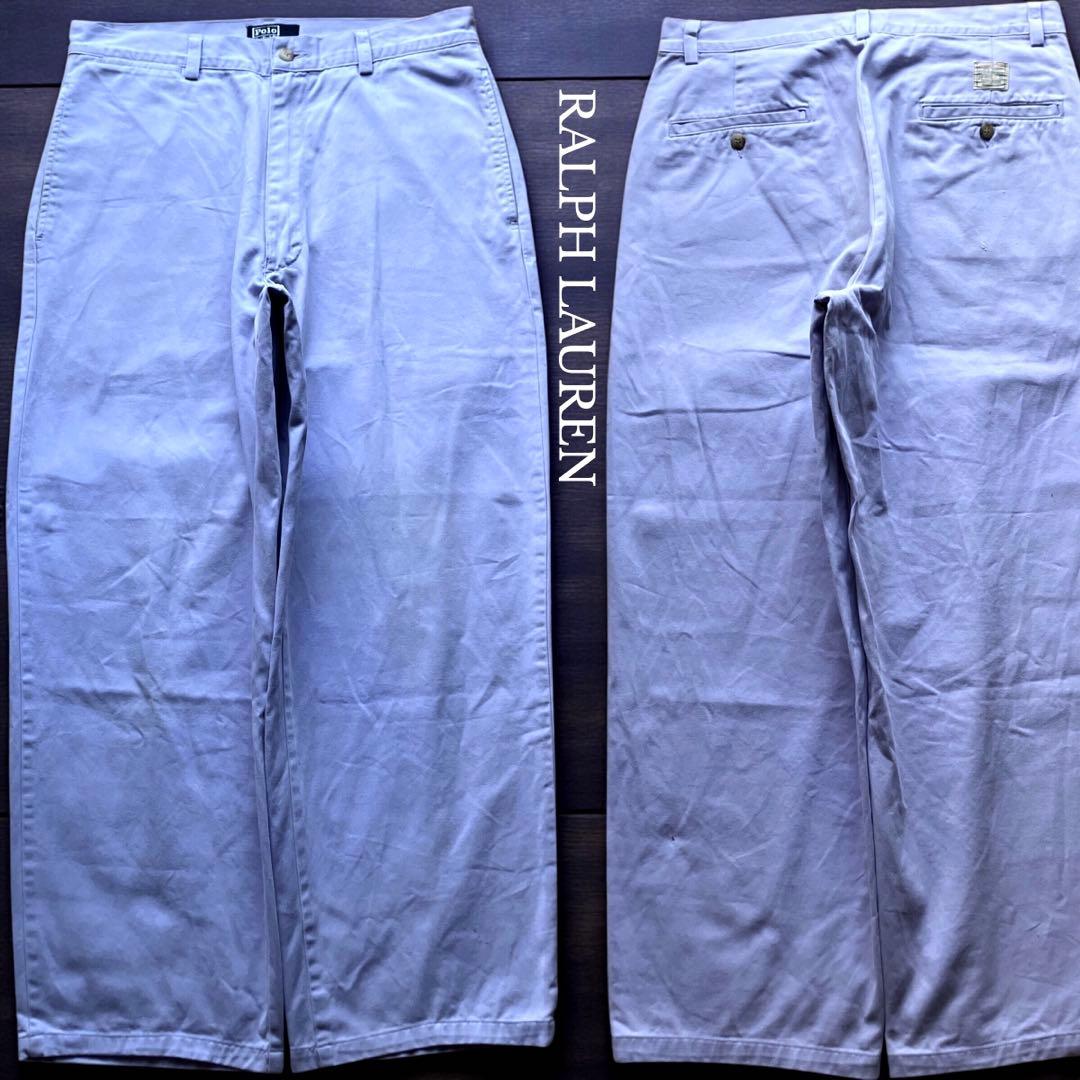 USA製90s極太 ポロバイラルフローレン チノパン ポロチノ薄紫 W32L30