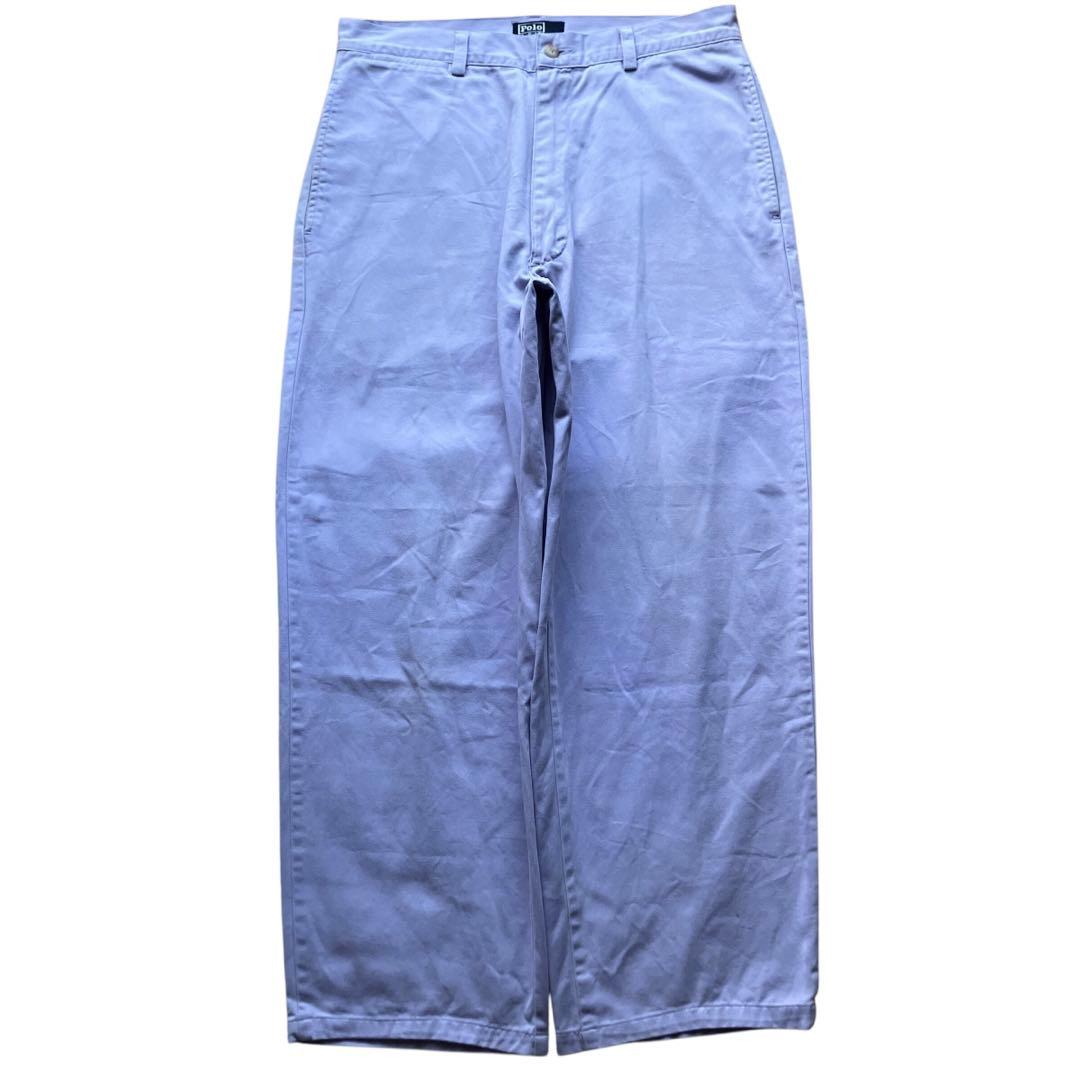 USA製90s極太 ポロバイラルフローレン チノパン ポロチノ薄紫 W32L30