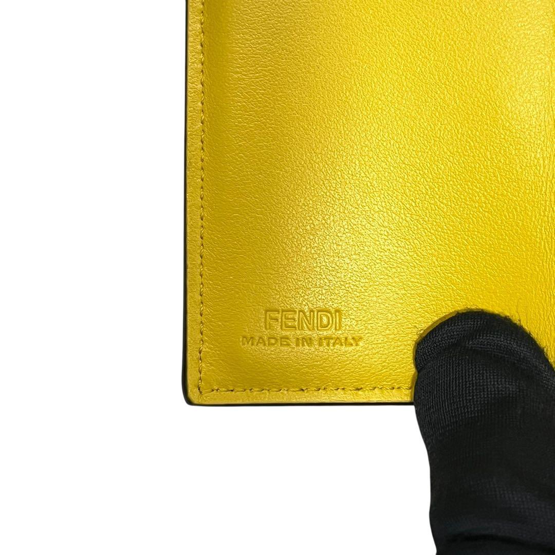 希少✨フェンディ 三つ折り財布 FFロゴ エフイズ エンボス レザー イエロー