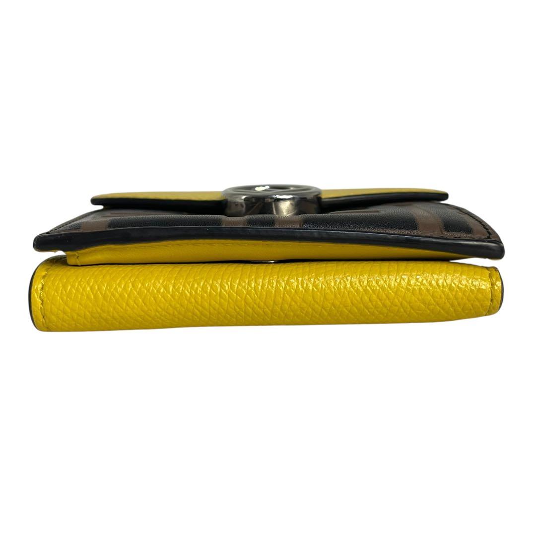 希少✨フェンディ 三つ折り財布 FFロゴ エフイズ エンボス レザー イエロー
