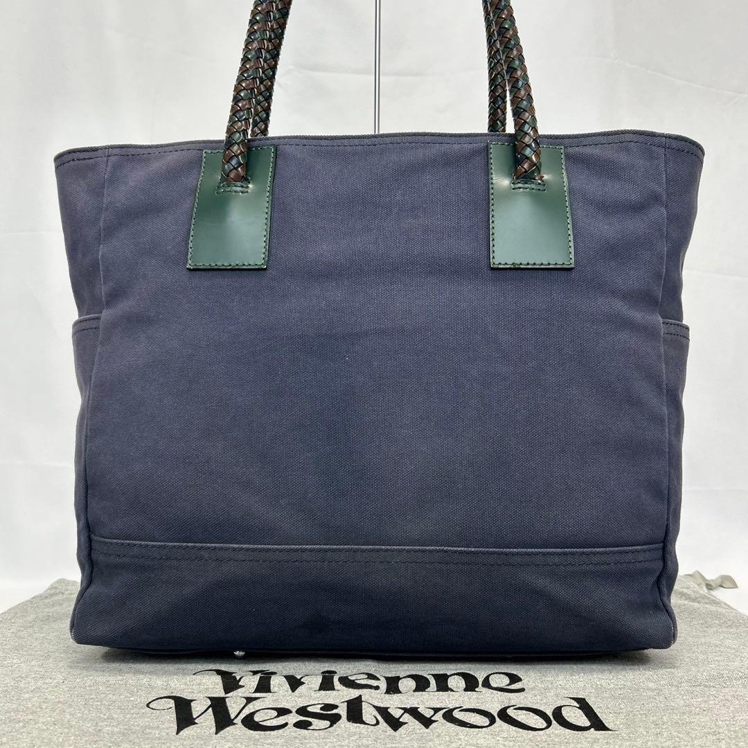 【美品】ヴィヴィアンウエストウッド トートバッグ キャンバス オーブ 紺