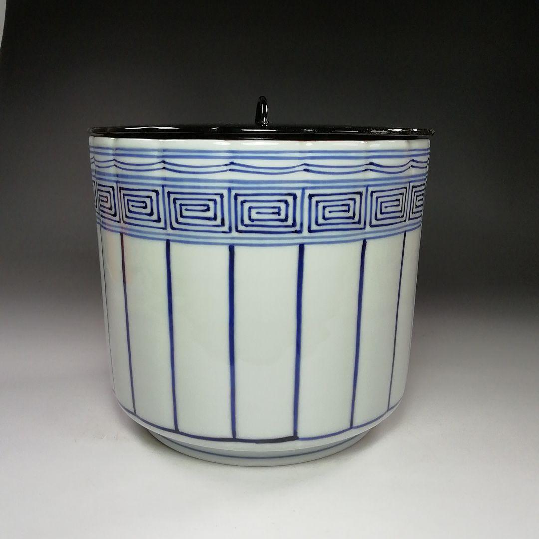 Ｓ７８９　水指　『染付　桶側水指』『橋本喜泉造』　共箱　茶道具