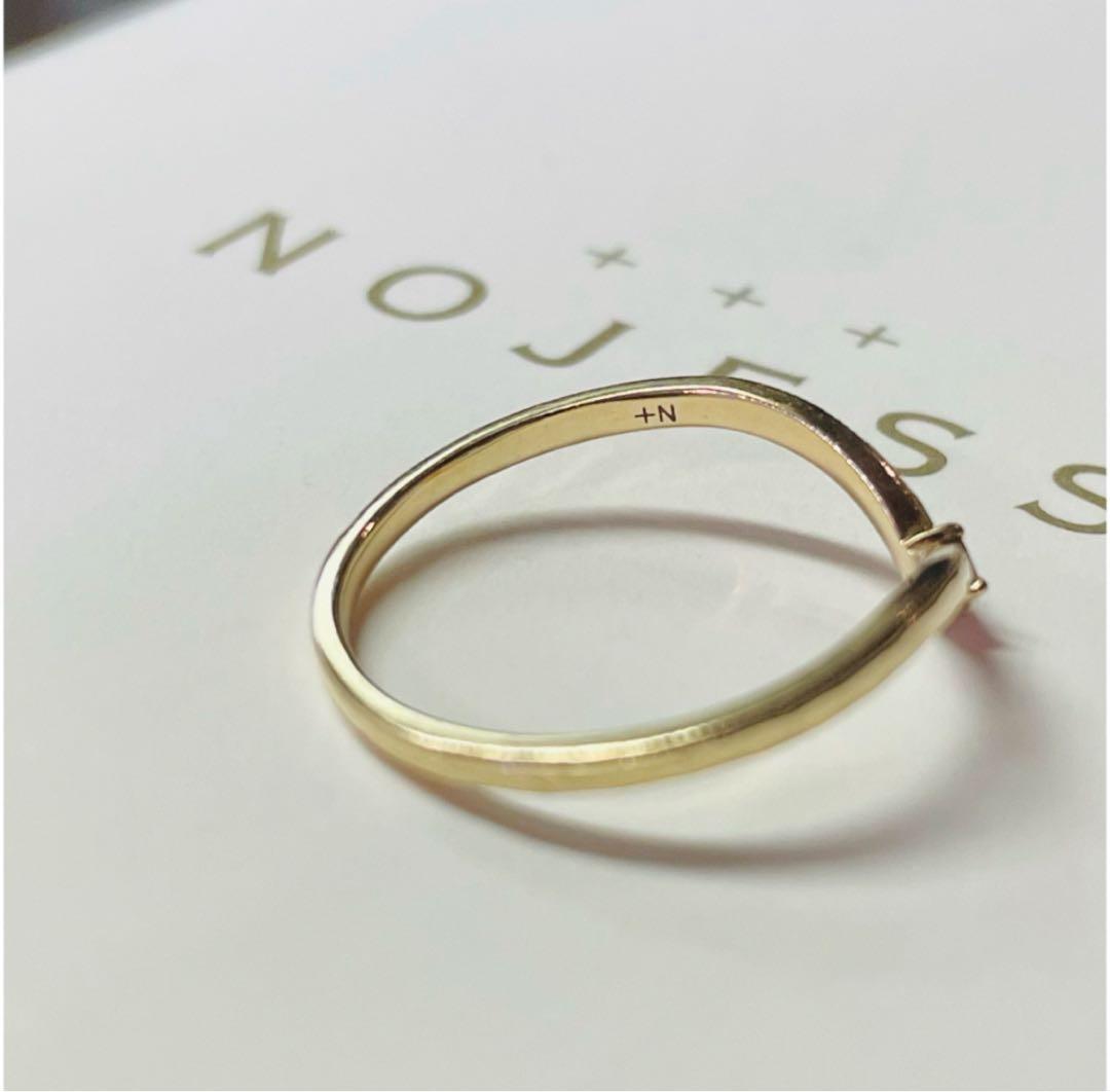 【NOJESS】K10スクエアカットダイヤモンドV字リング/0.05ct