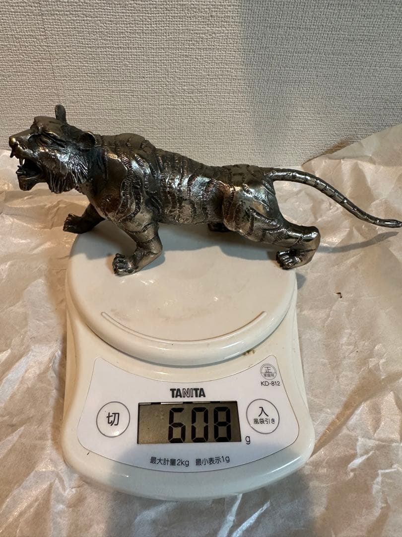 最終値下げ‼️高岡銅器　洋銀白虎