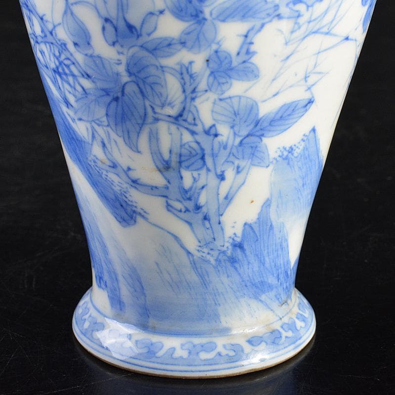 会津本郷焼　白鳳堂　富三製　草花文瓶　時代箱付　M　R7400