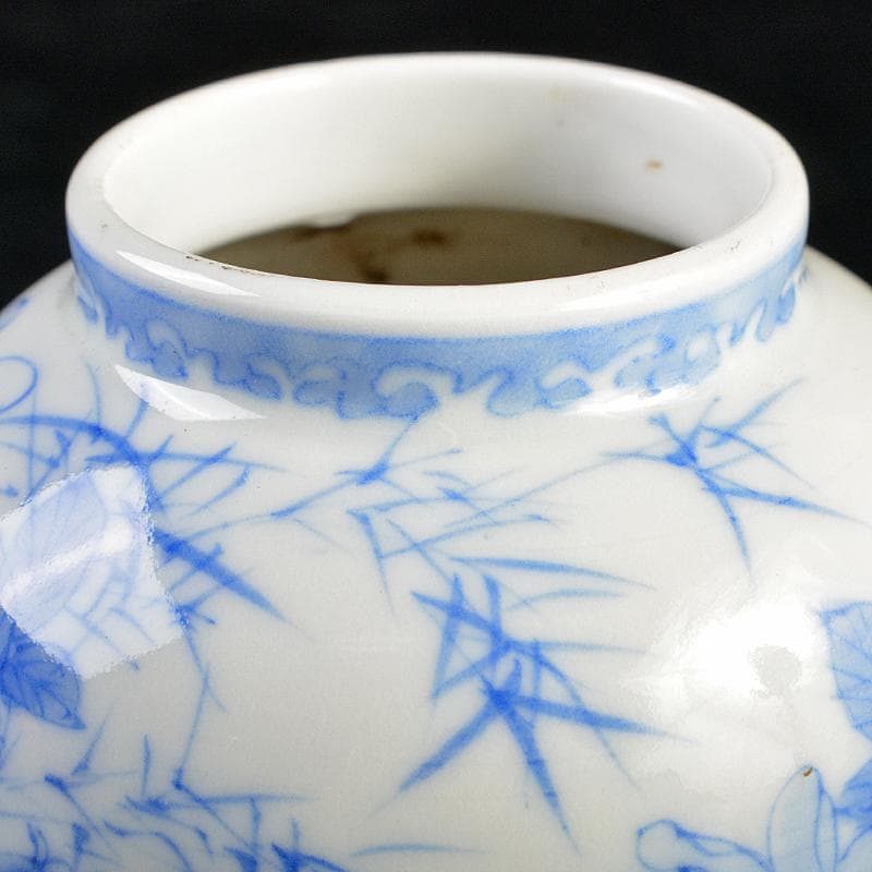 会津本郷焼　白鳳堂　富三製　草花文瓶　時代箱付　M　R7400