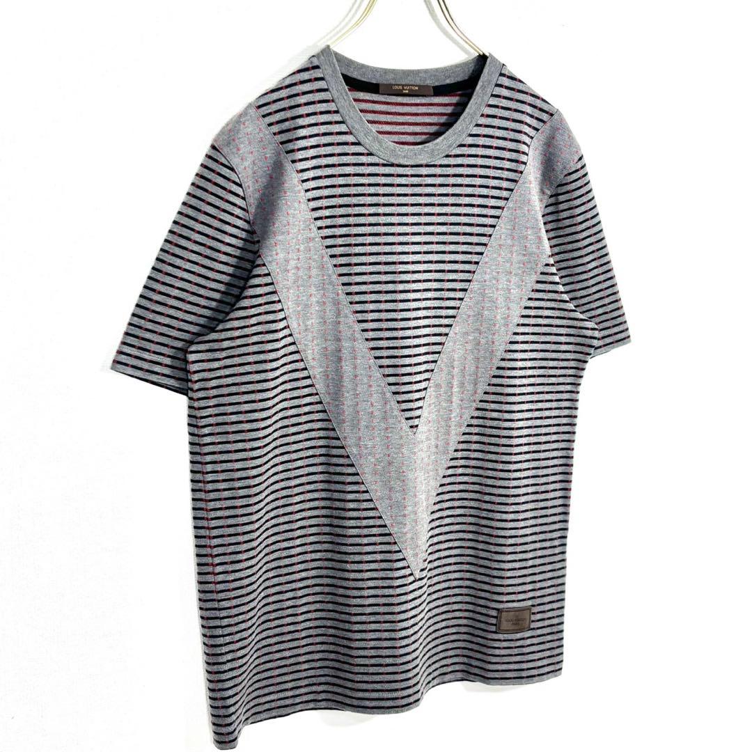 かっぱちゃん LV ルイヴィトン ガストンVボーダーTシャツ \"グレー\"