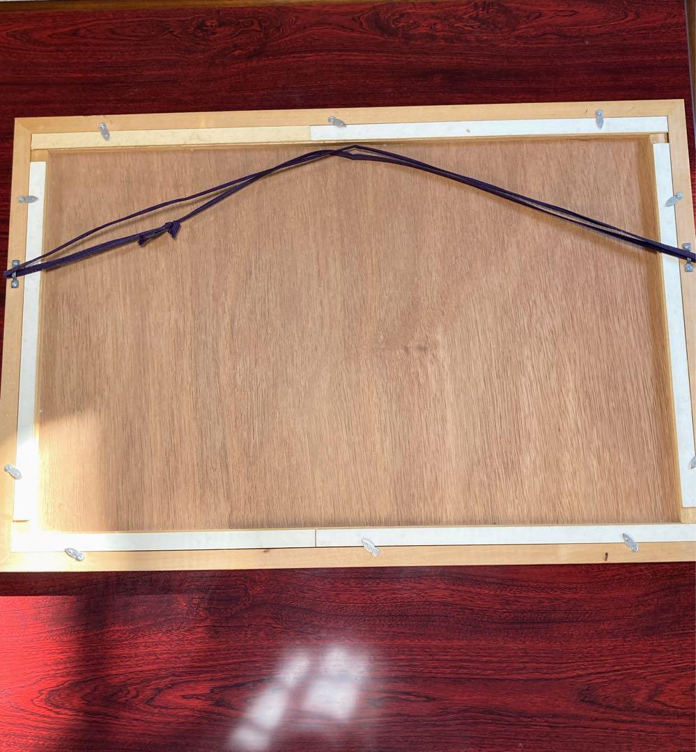 扇面　真筆水墨画　額入り　金箔表装　65㎝✖️46㎝　骨董品