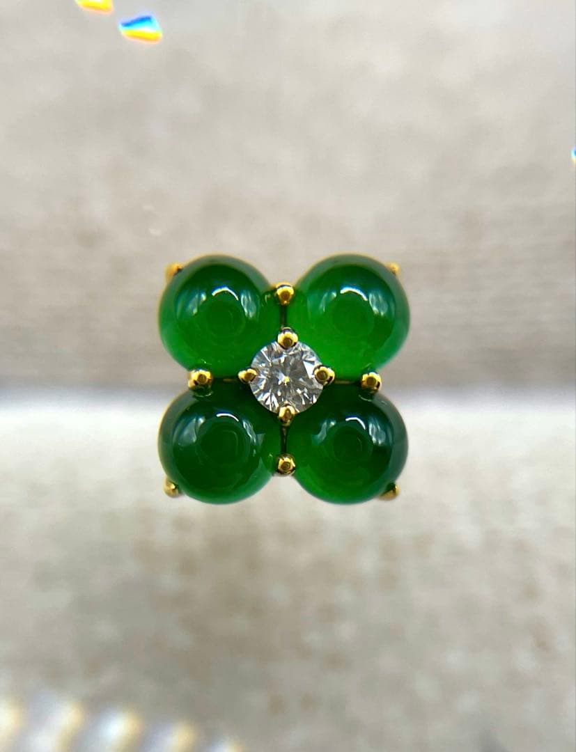 JA114★高級 琅かん翡翠1.156ct ダイヤ K18 ピアス 鑑別金性証付