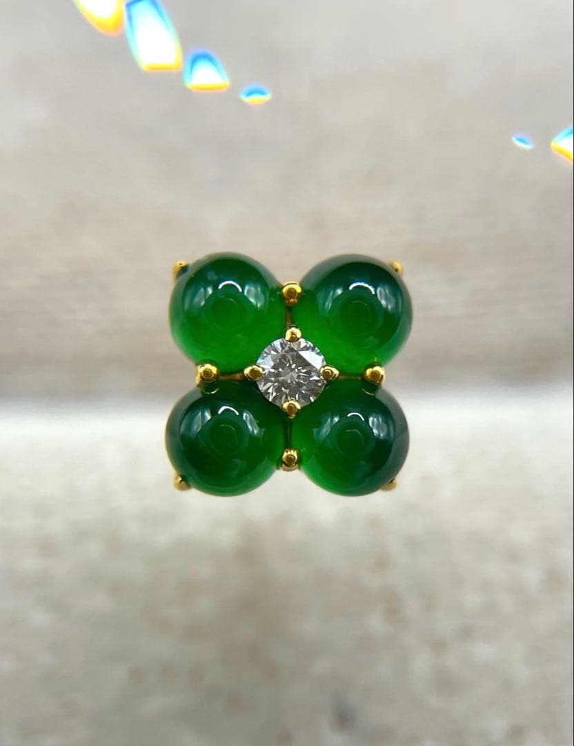 JA114★高級 琅かん翡翠1.156ct ダイヤ K18 ピアス 鑑別金性証付