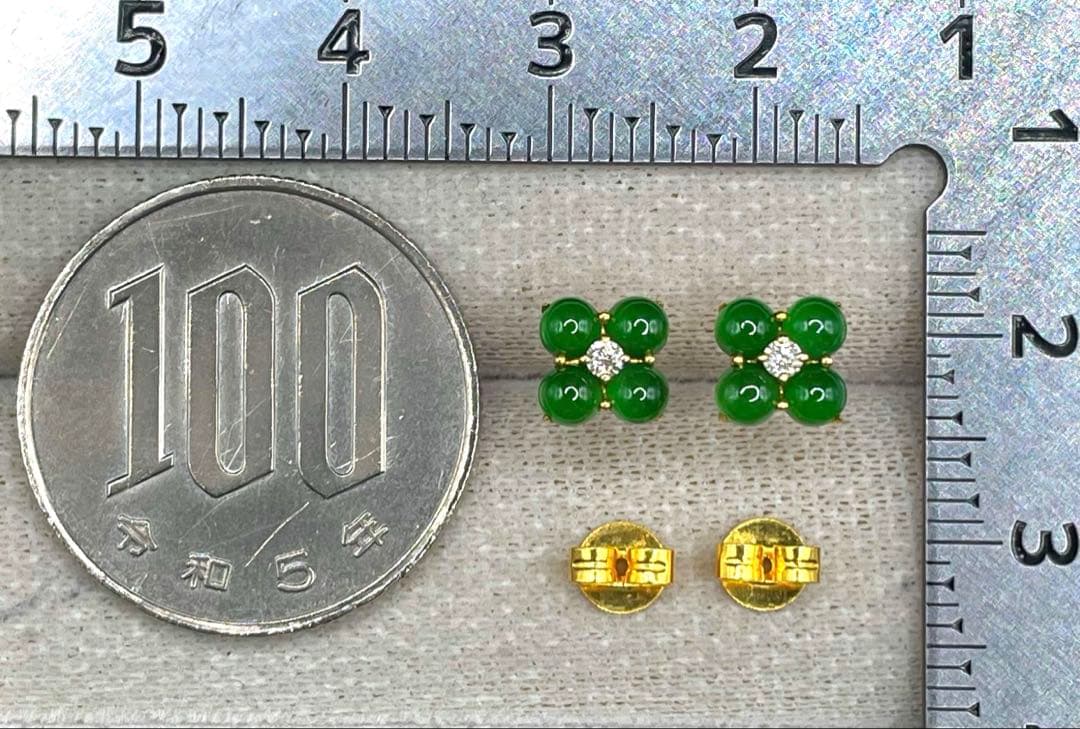 JA114★高級 琅かん翡翠1.156ct ダイヤ K18 ピアス 鑑別金性証付