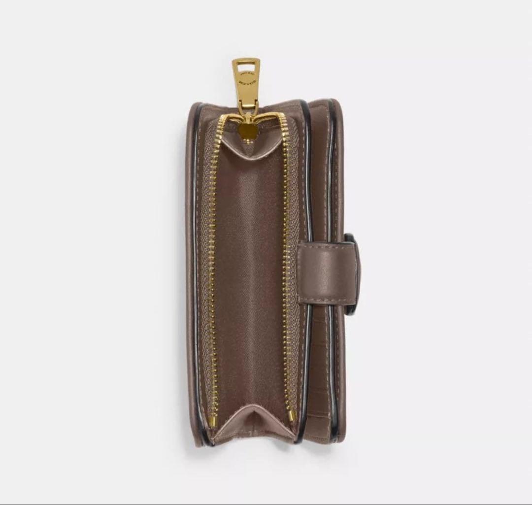 コーチcoachタビーミディアムレザー二つ折り財布、グレージュ