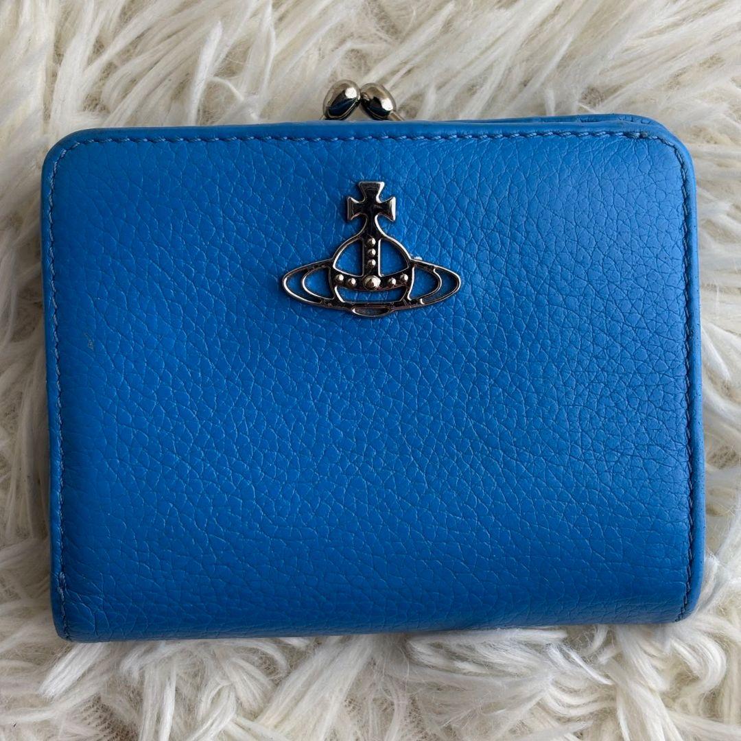 【激レア 美品】ヴィヴィアンウエストウッド　二つ折り財布　がま口　オーブ　ブルー