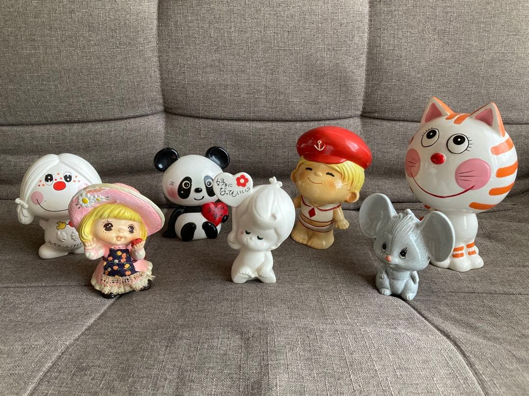 【水森亜土・内藤ルネ・その他】貯金箱　7体セット【昭和レトロ】