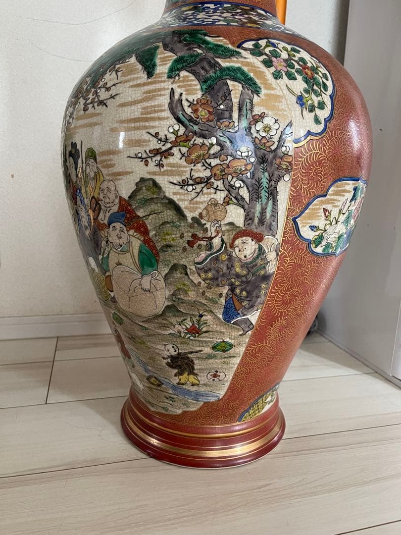 Shine TLS樣限定 七福神 角福刻印あり 豪華色絵 希少 壺 花瓶 金彩