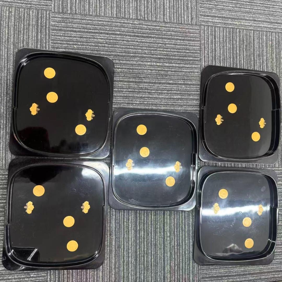 輪島塗　時代物時絵　御会席膳漆器セット　共箱