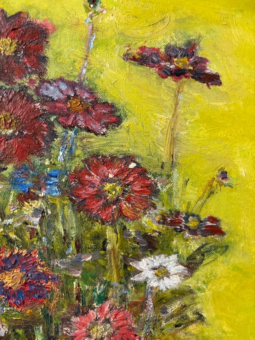 油彩画 コスモス　F10