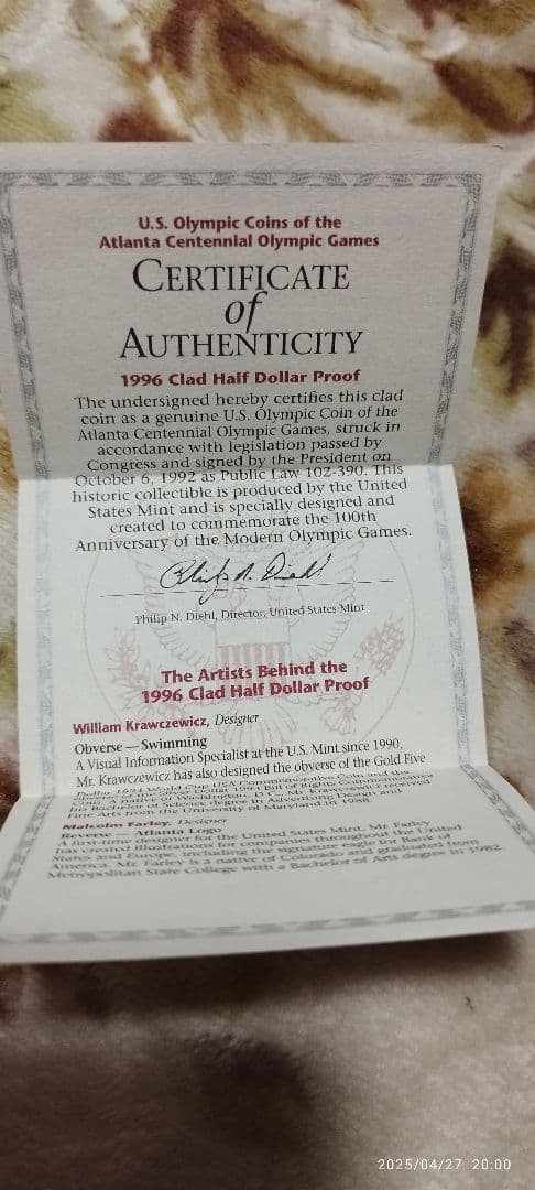 アトランタオリンピック コカコーラ 記念セット 非売品　証明書付き