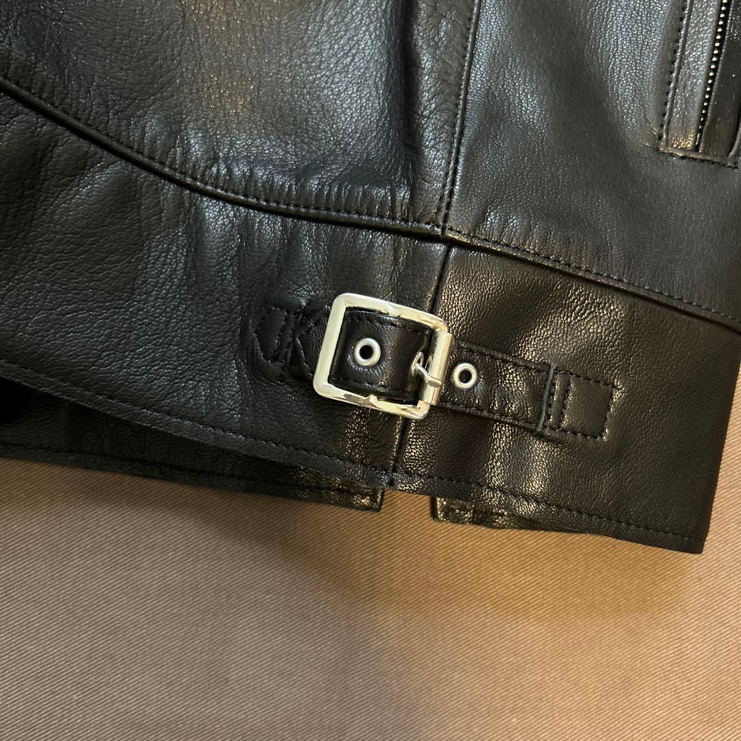 ラグスマックレガー　ブラックレザースタッズ付きシングルライダースジャケット