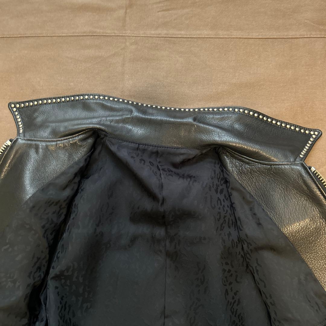 ラグスマックレガー　ブラックレザースタッズ付きシングルライダースジャケット
