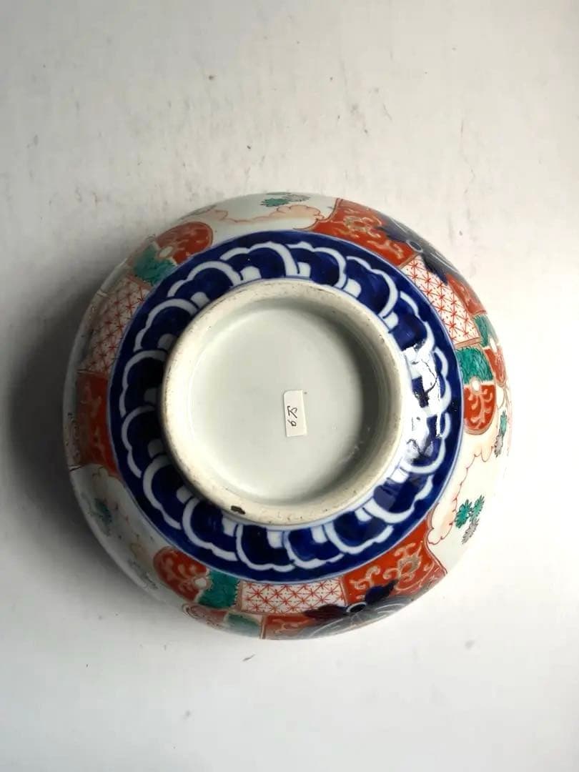 888 骨董 アンティーク 古伊万里 染付 色絵金彩花籠紋様深鉢 幕末 明治