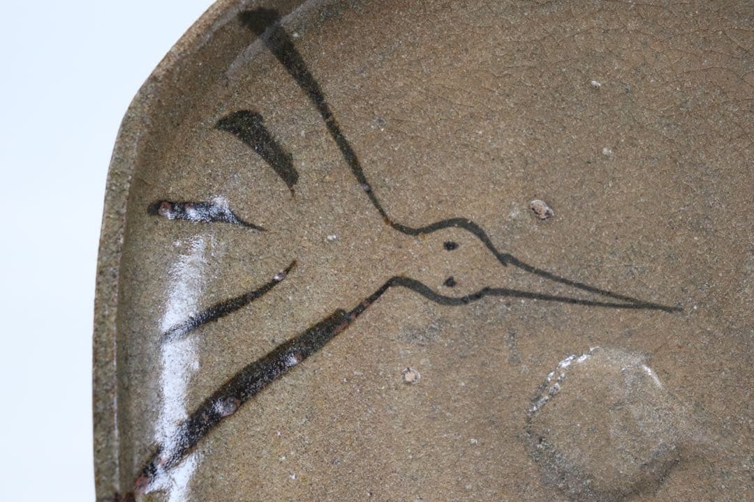 江戸　絵唐津　雁紋菓子皿　共箱　送料込み0805