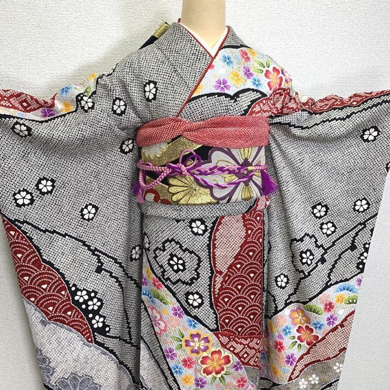 403z9.小物類〇高身長な方にも 振袖 総絞り風 成人式 結婚式〇美品