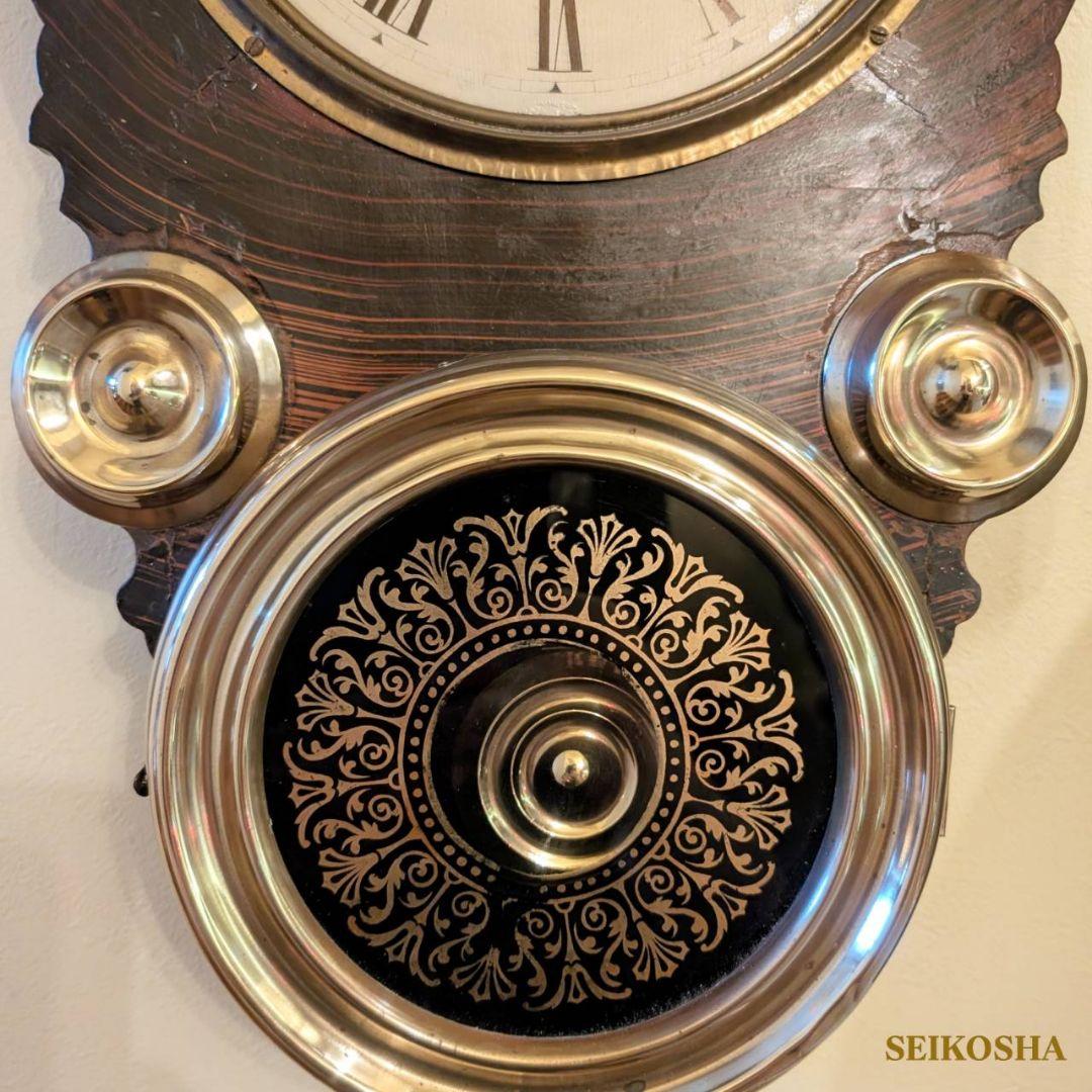 アンティーク掛時計　古時計　四つ丸　ダルマ掛時計　精工舎
