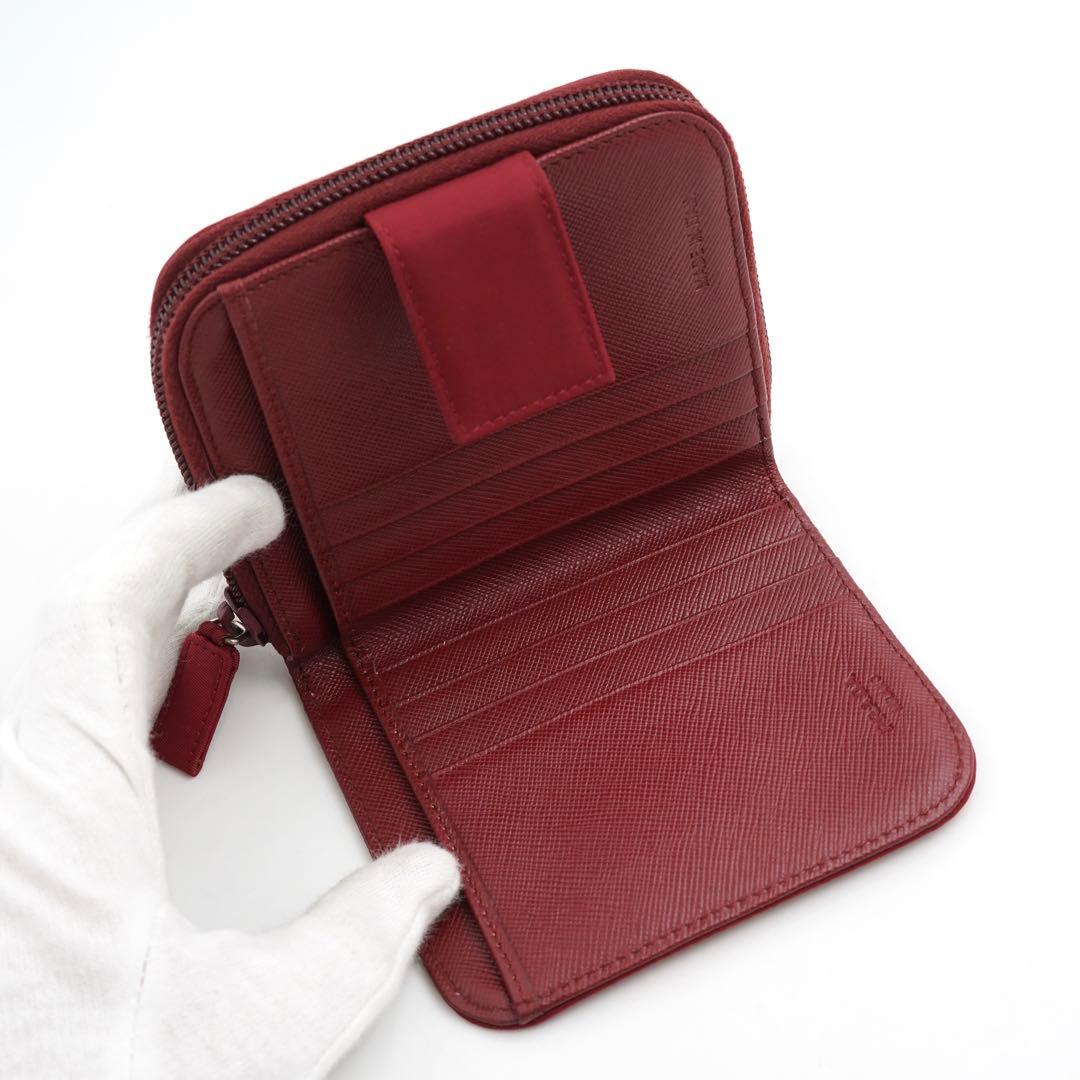 ✨新品未使用✨　プラダ　ミニ財布　二つ折り　三角プレート　ナイロン　サフィアーノ