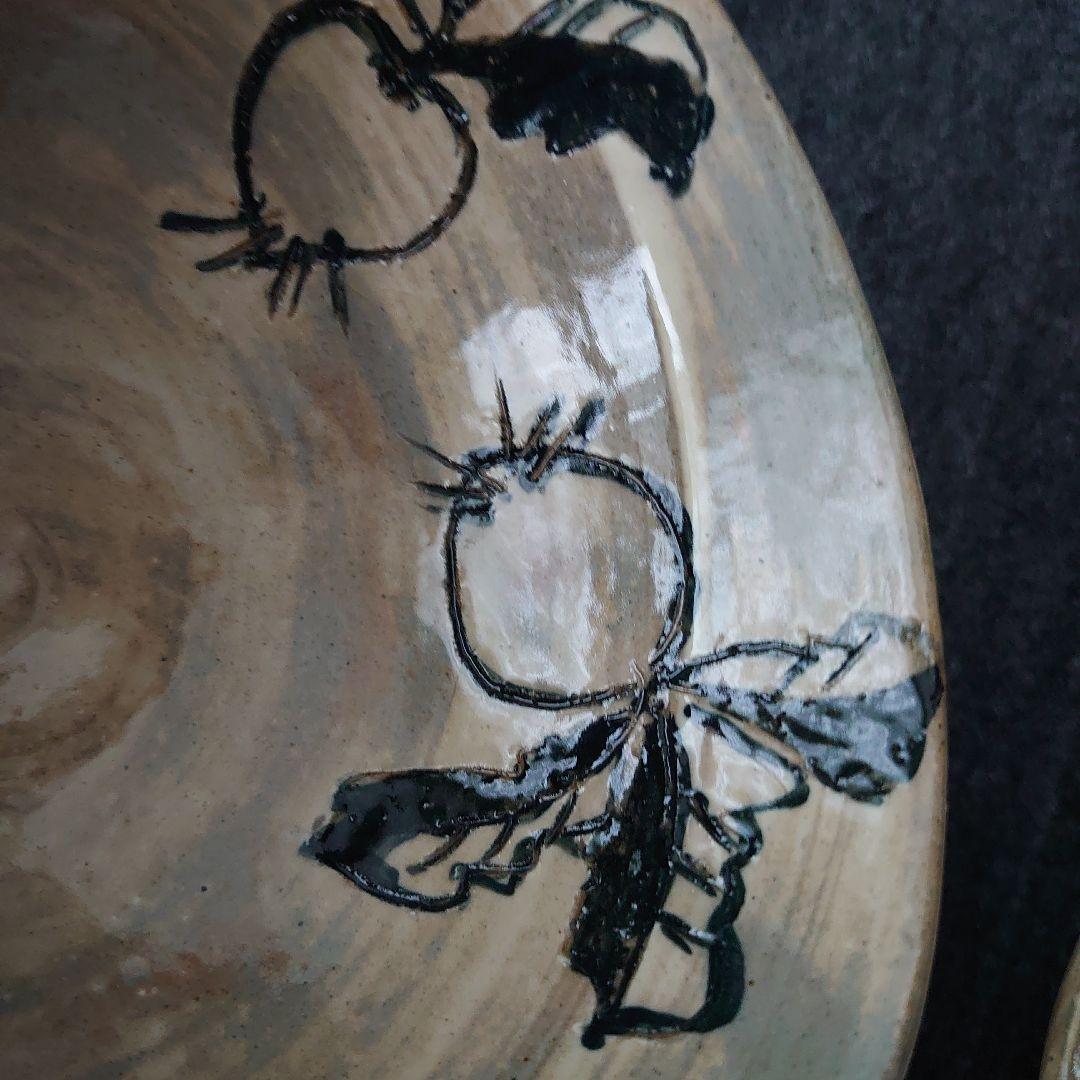 唐津焼 古唐津 茶道具 抹茶茶碗 菓子器 4点 袱紗付き 骨董 食物柄 未使用