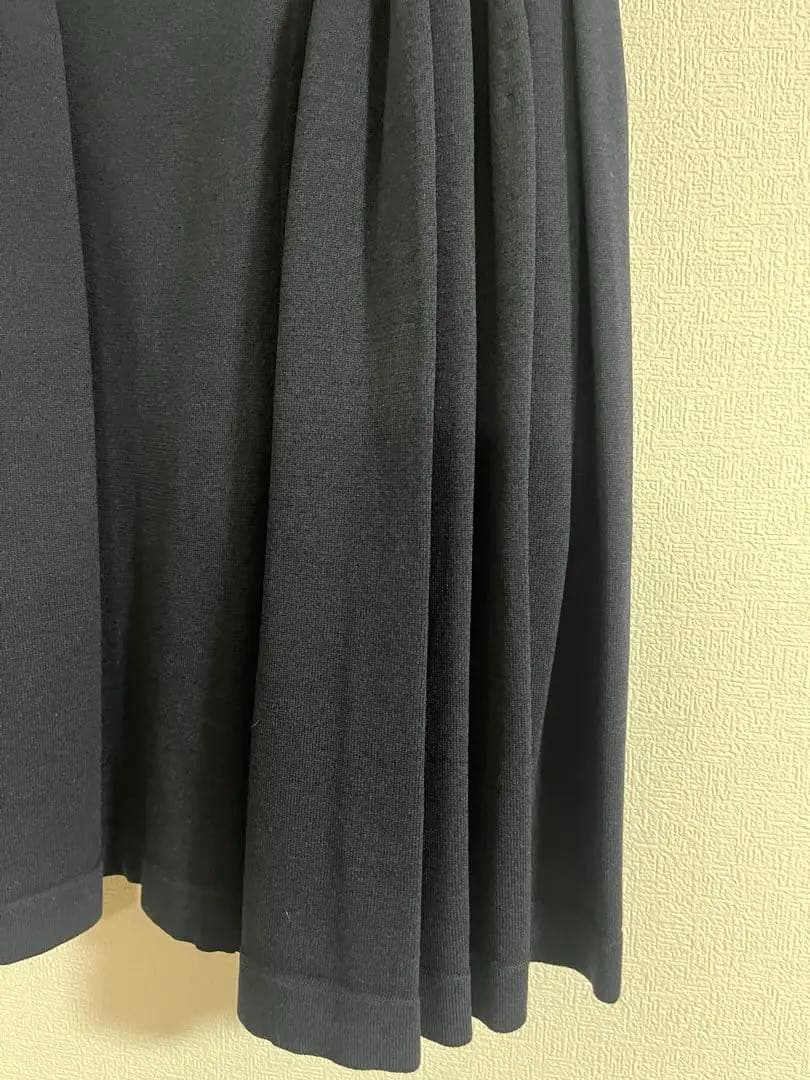 極美品⭐︎FOXEY ネイビーフレアスカート ウエストゴム　膝丈