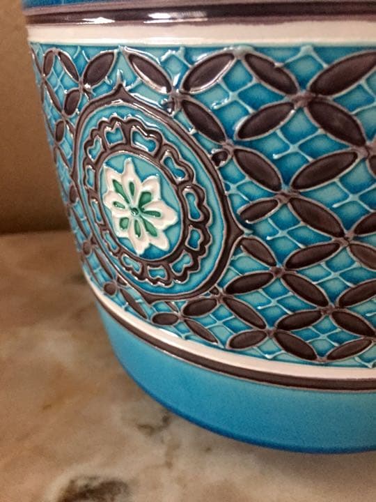 茶道具  水指  中村翠嵐  七宝草花浅黄交趾水指　美品