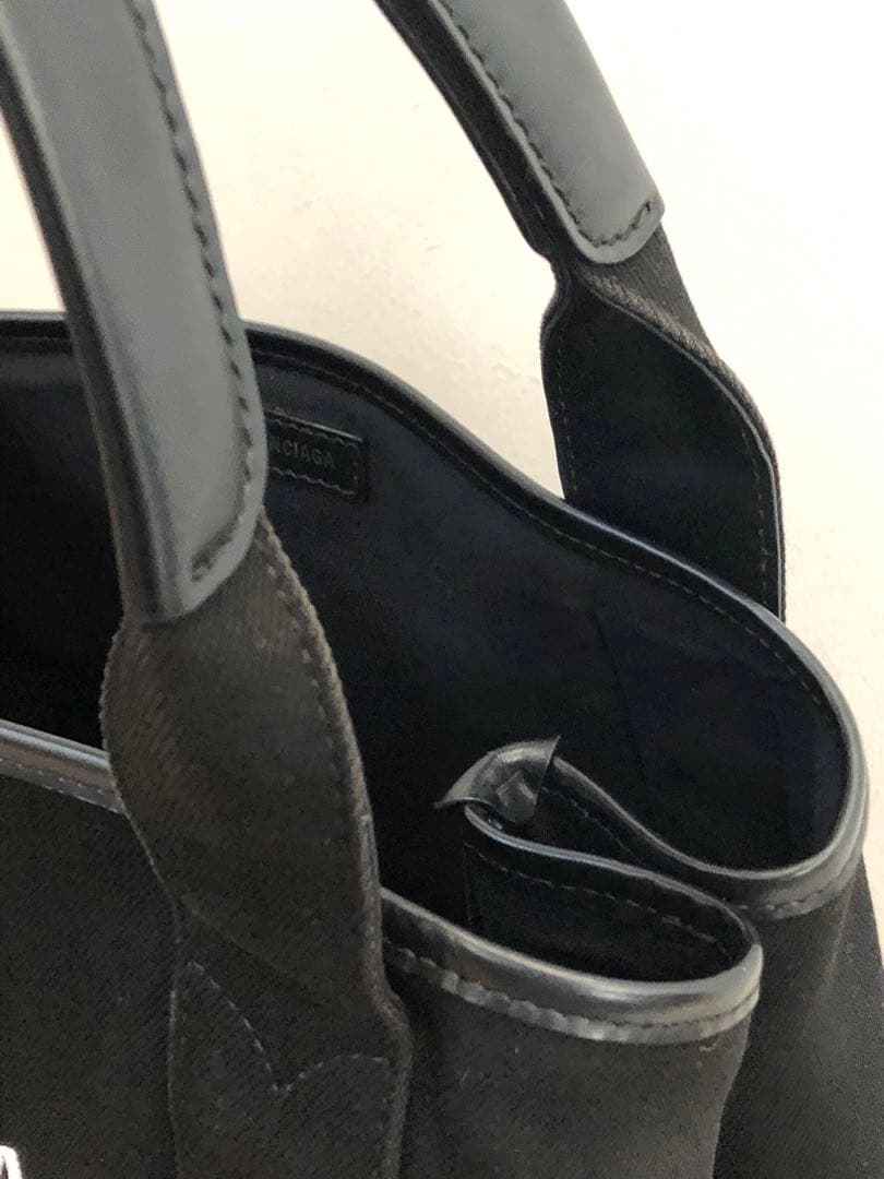 【美品】バレンシアガ　ネイビーカバスS　ハンドバッグ　キャンバス　ポーチ　黒