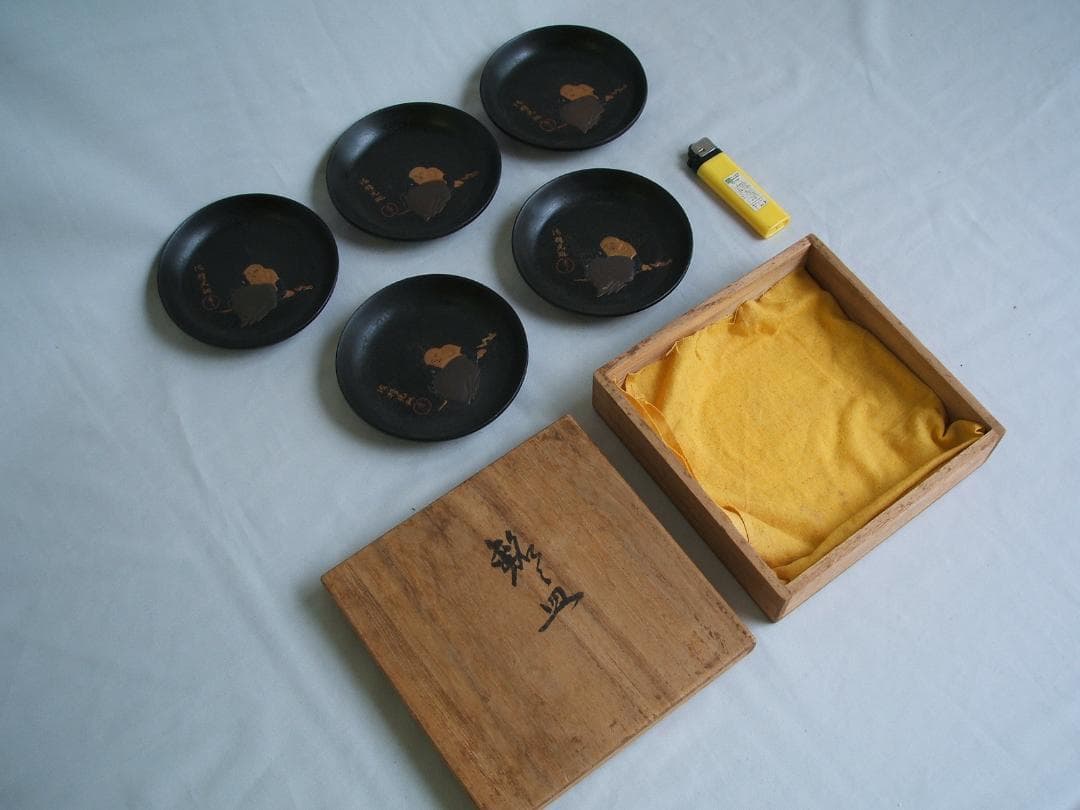■尾形光琳・乾漆漆器・銘々皿5枚セット・桐箱付・未鑑定品■