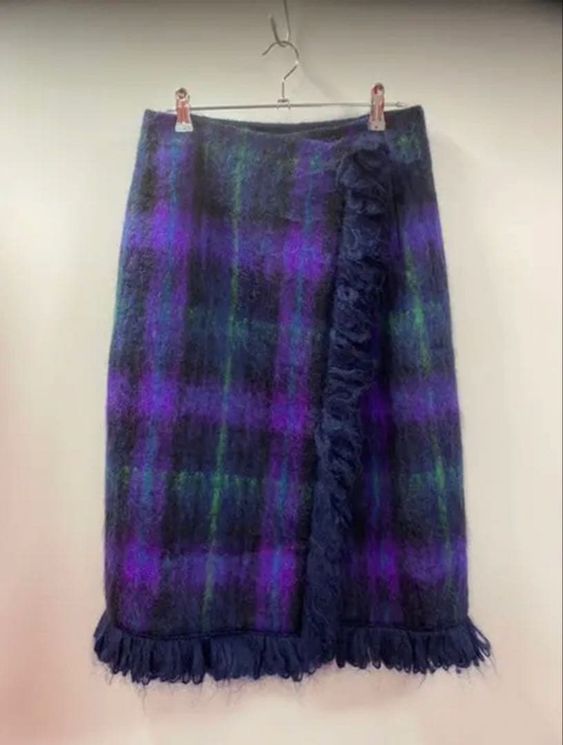 2019AW drawer ドゥロワー チェックフリンジラップスカート