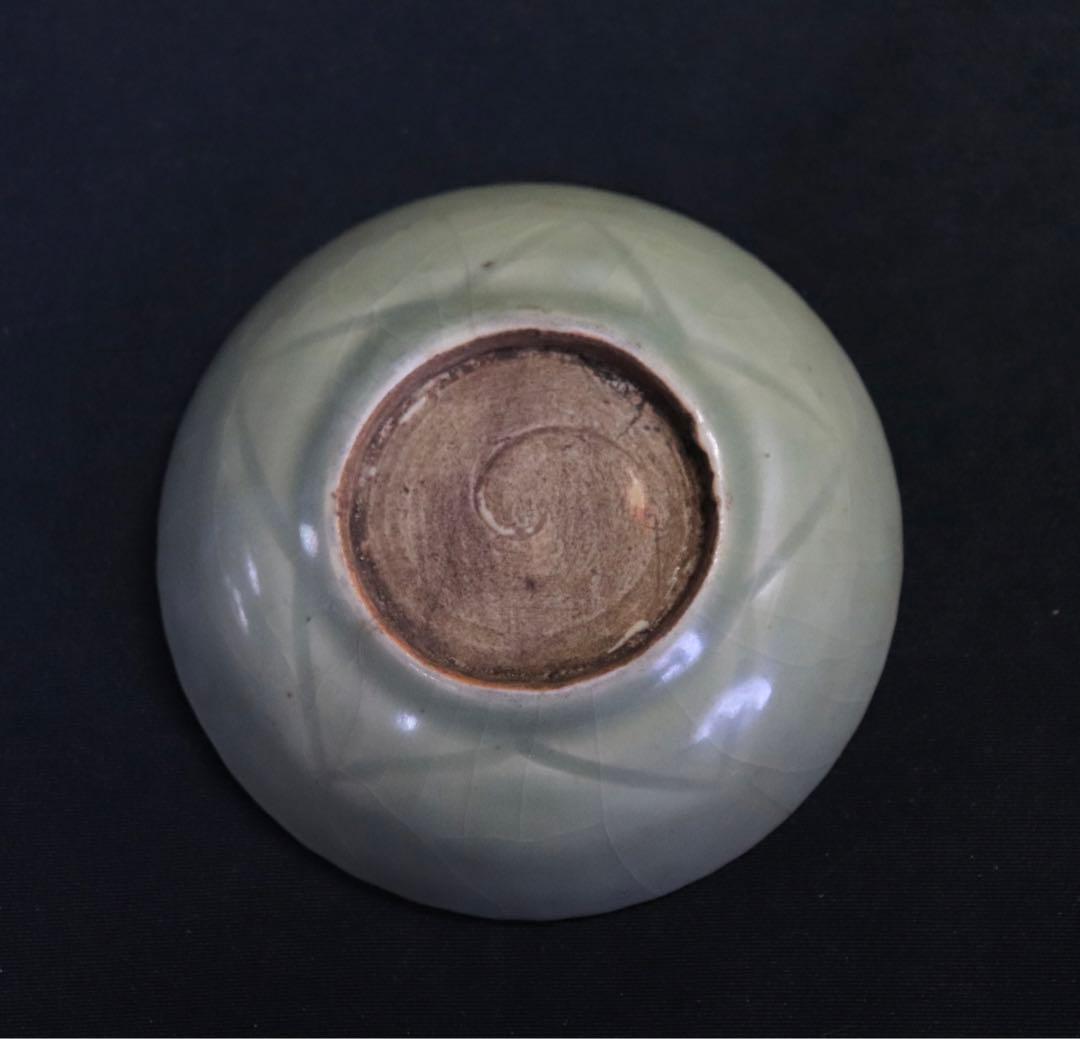 中国　明時代　龍泉窯花口小皿　青磁　アンティーク　送料込み0726