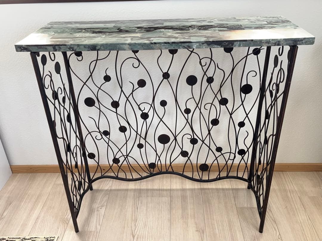 コンソールテーブル アイアン サイドテーブル 大理石風 -206-