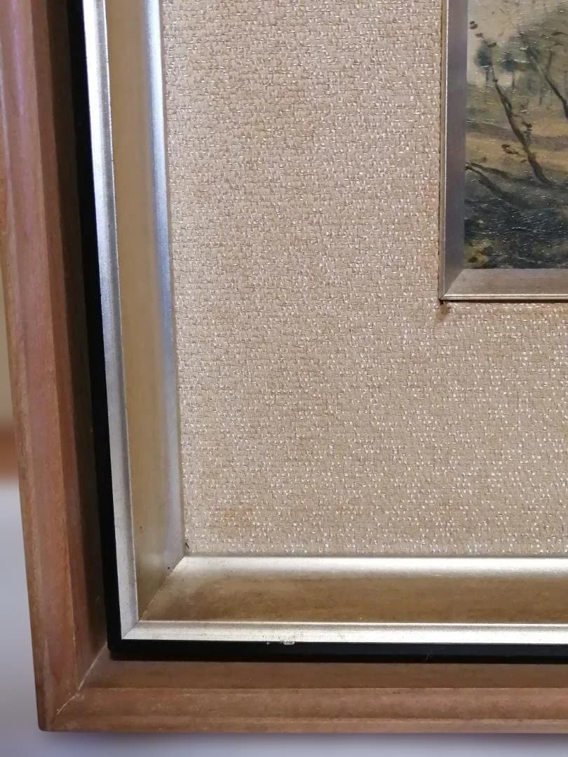 複製画　ヴィンテージ　「ジャン＝バティスト・カミーユ・コロー」風景画　額縁付き