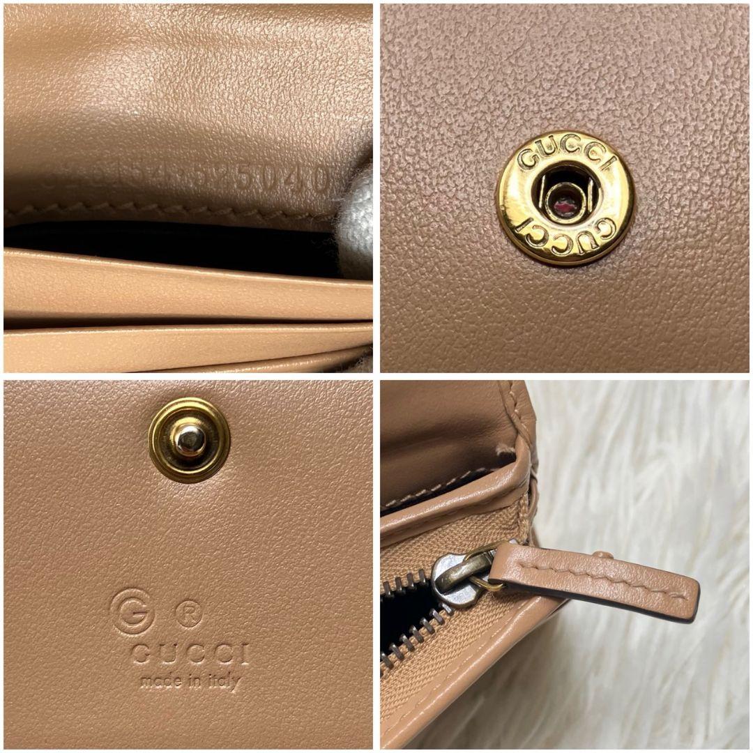極美品 現行✨グッチ 折り財布 マーモント キルティング レザー ベージュ