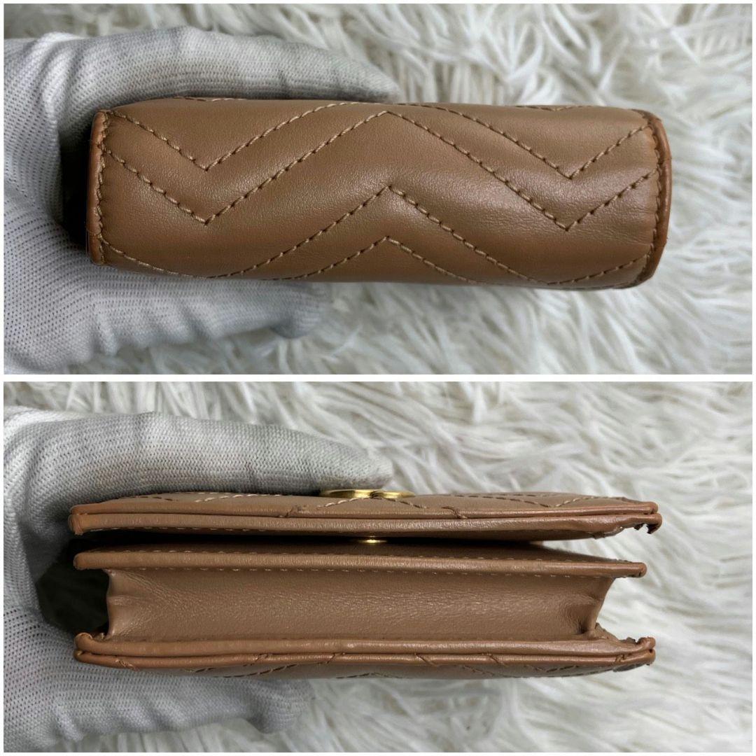極美品 現行✨グッチ 折り財布 マーモント キルティング レザー ベージュ