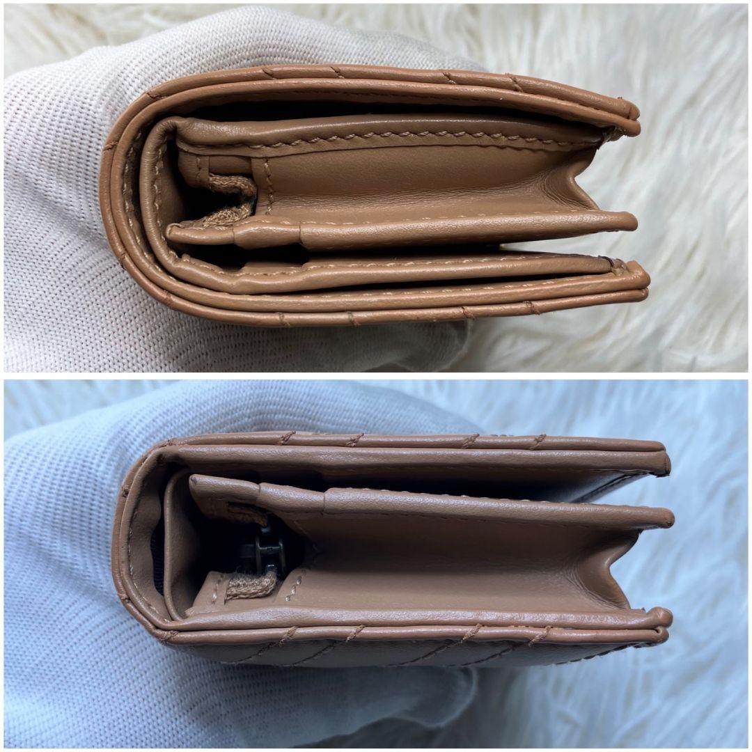 極美品 現行✨グッチ 折り財布 マーモント キルティング レザー ベージュ