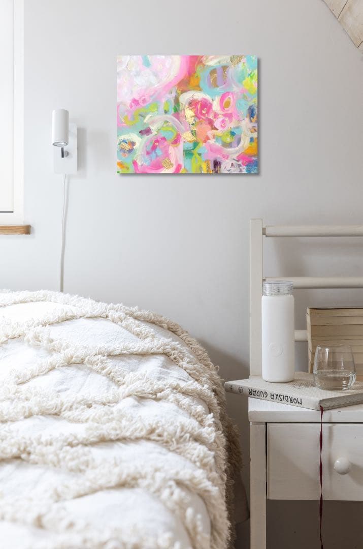 絵画　油絵　原画　新作　一点物　抽象画　北欧　ポップ　パステルカラー　F8