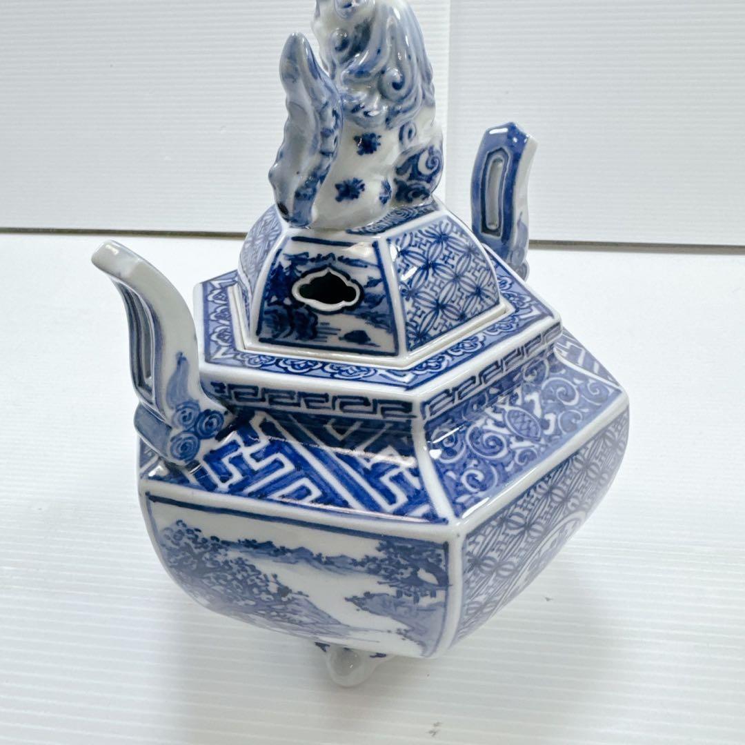k553 九谷　香炉　三つ足　九谷焼 シーサー