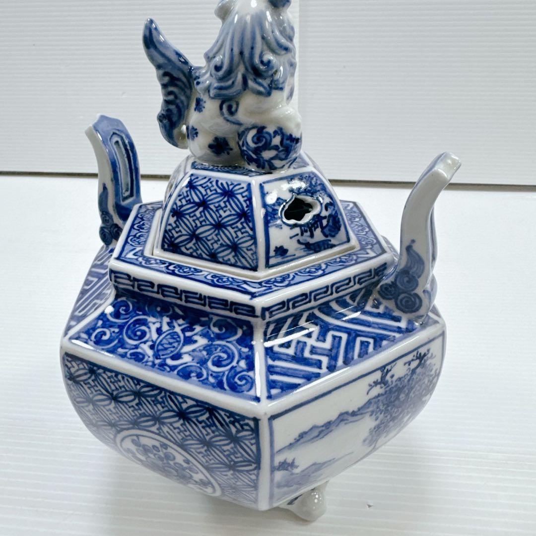 k553 九谷　香炉　三つ足　九谷焼 シーサー