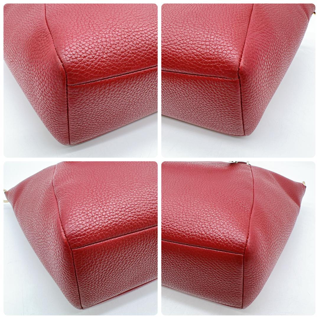 極美品 COACH 2wayバッグ レザー 斜め掛け レッド系 f214