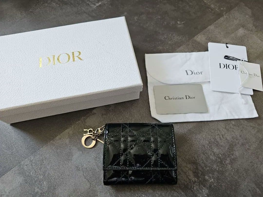 【美品】Lady Dior Lotus クリスチャンディオールミニウォレット