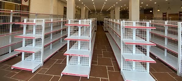 「業務用」両面什器 店舗展示棚 W90×H180×D70 店舗什器 陳列棚